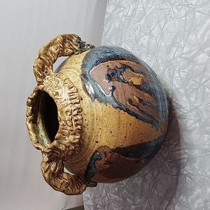 HAND PAINTED CLAY POT / VASE